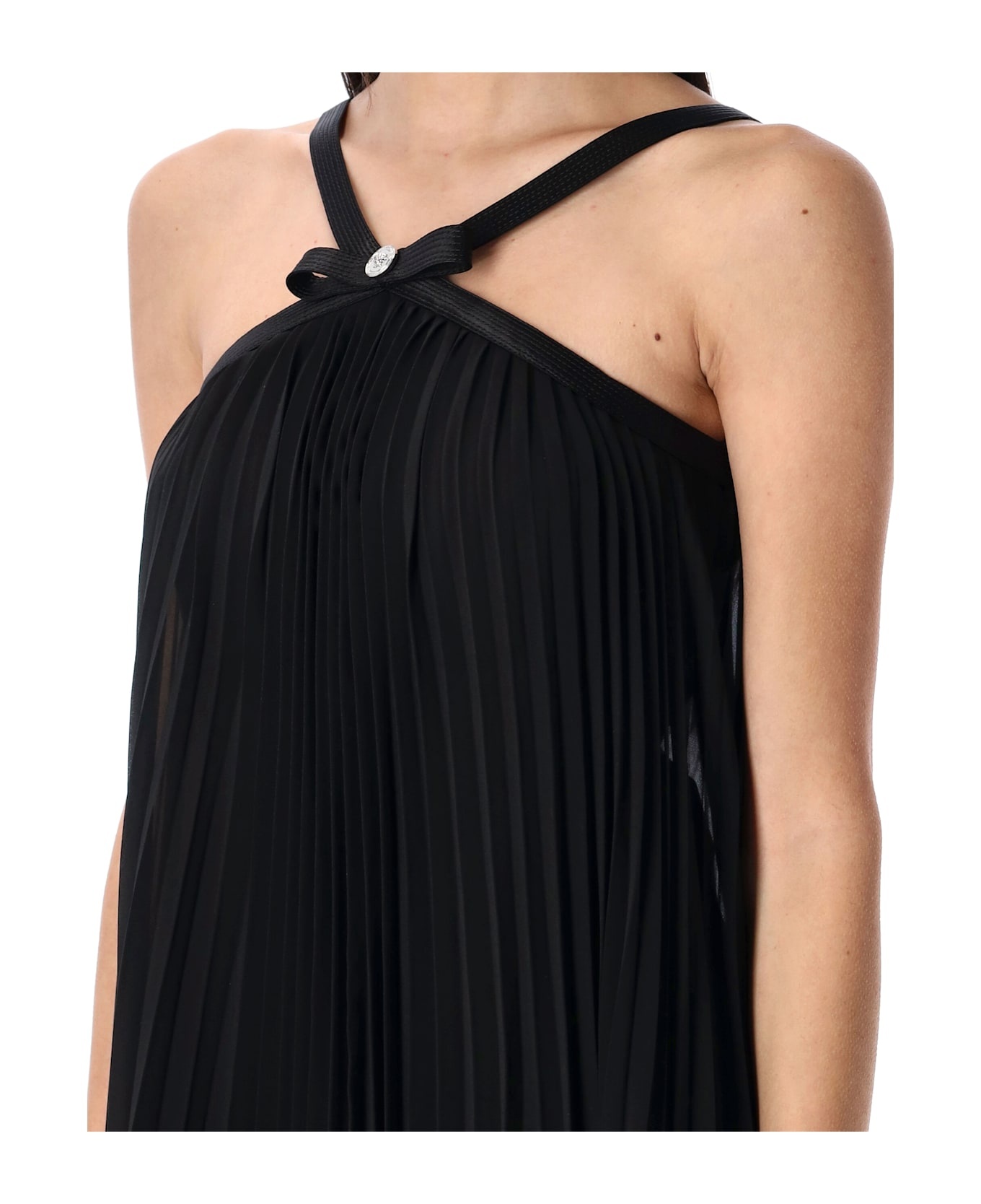 Halterneck Pleated Mini Dress - 3