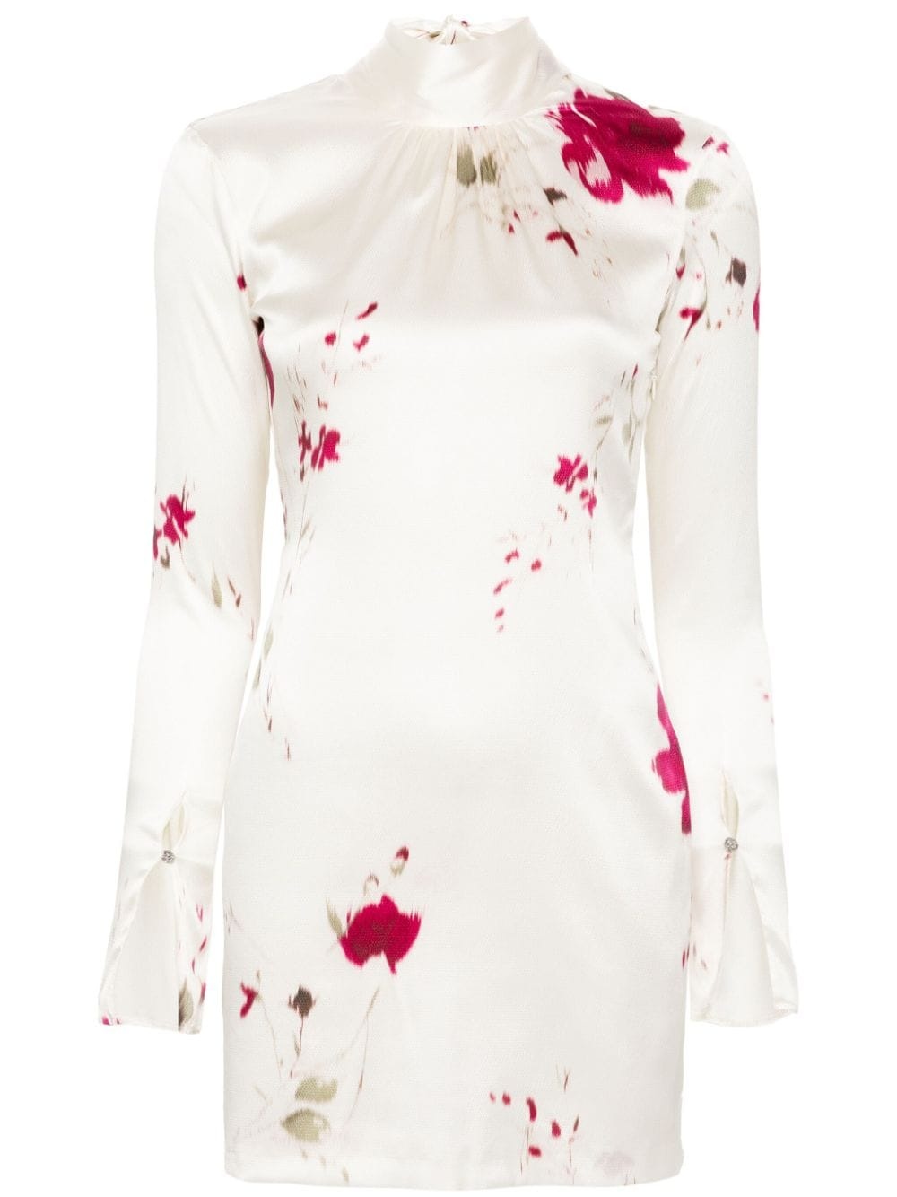 roses-print satin mini dress - 1