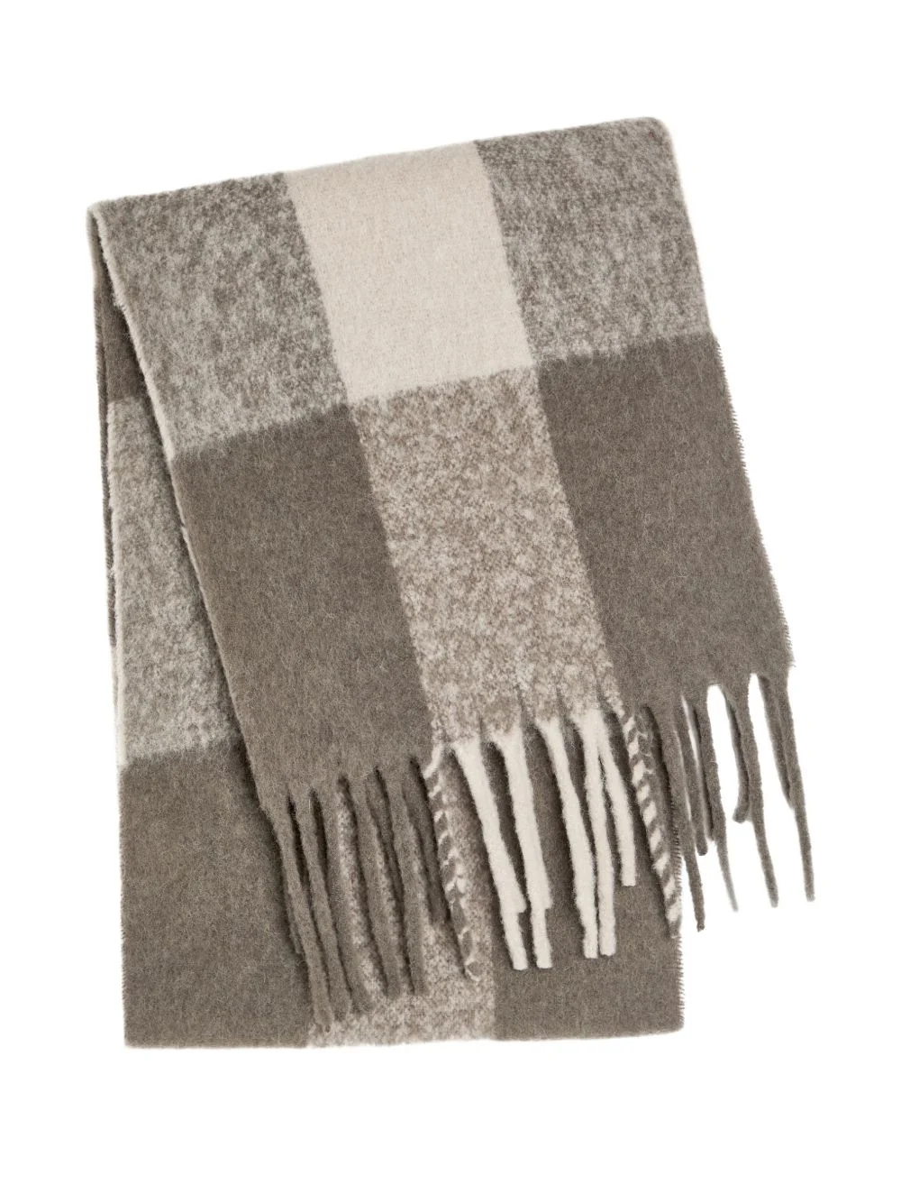 checked fringe scarf - 1
