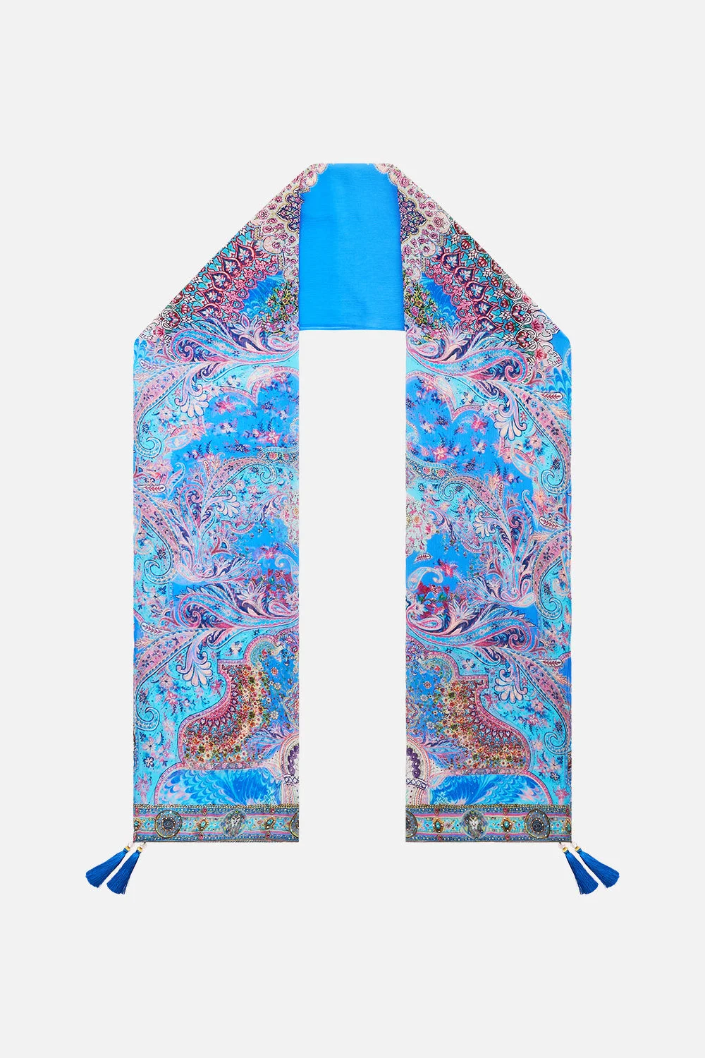 LONG SILK CRINKLE CHIFFON SCARF - 1