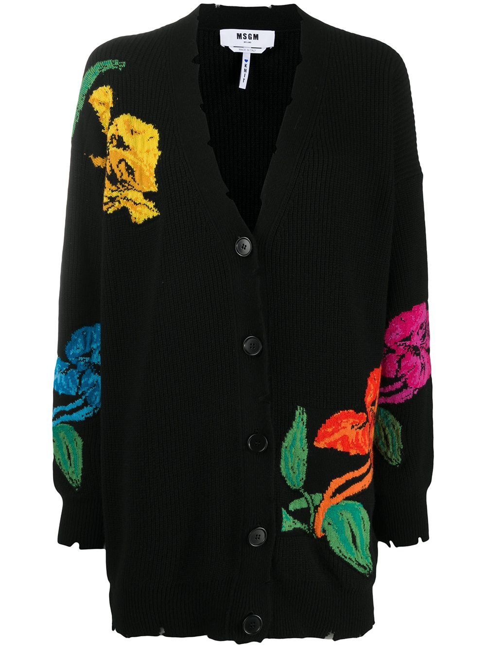 intarsia-knit floral cardigan - 1