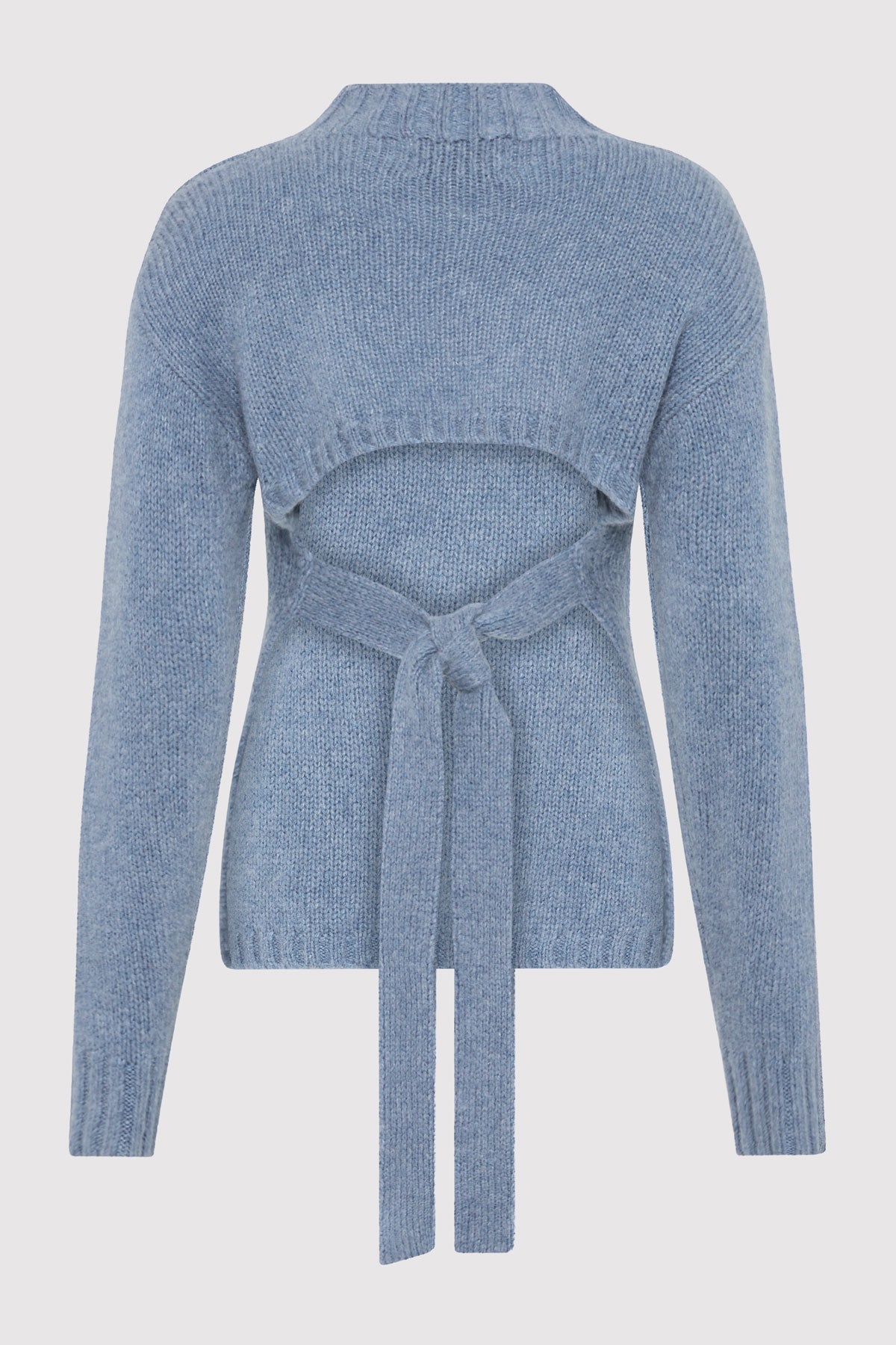 Wool Cashmere Blend Tie Back Jumper - Soft Blue - 8