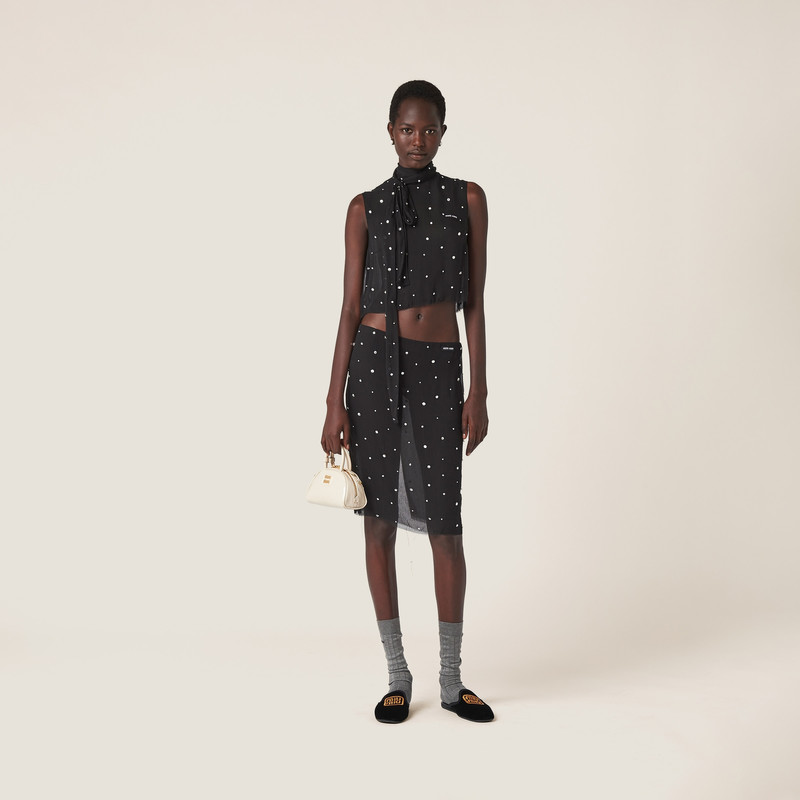 Miu Miu Embroidered chiffon top outlook
