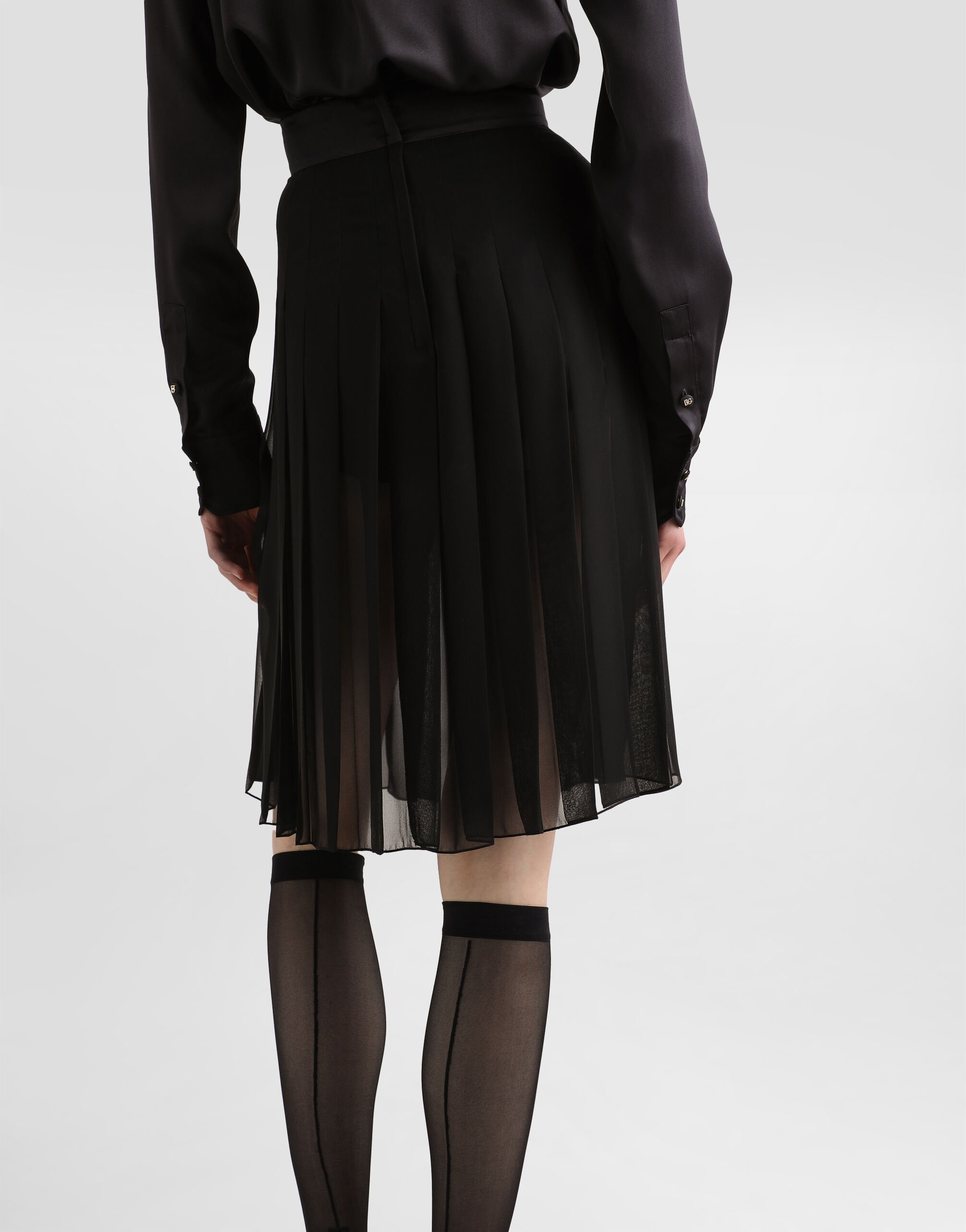 Pleated chiffon midi circle skirt - 5