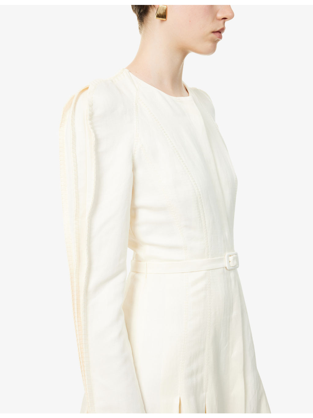 Niles Pleated Linen And Silk Midi Dress - 5