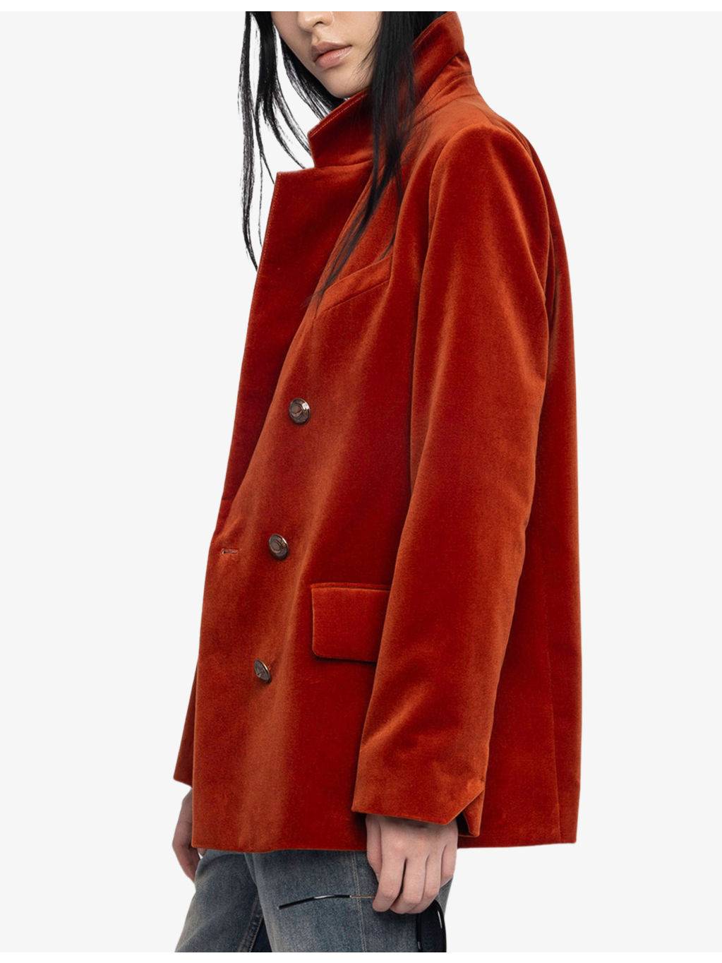 Vaska Double-Breasted Cotton-Velvet Blazer - 3