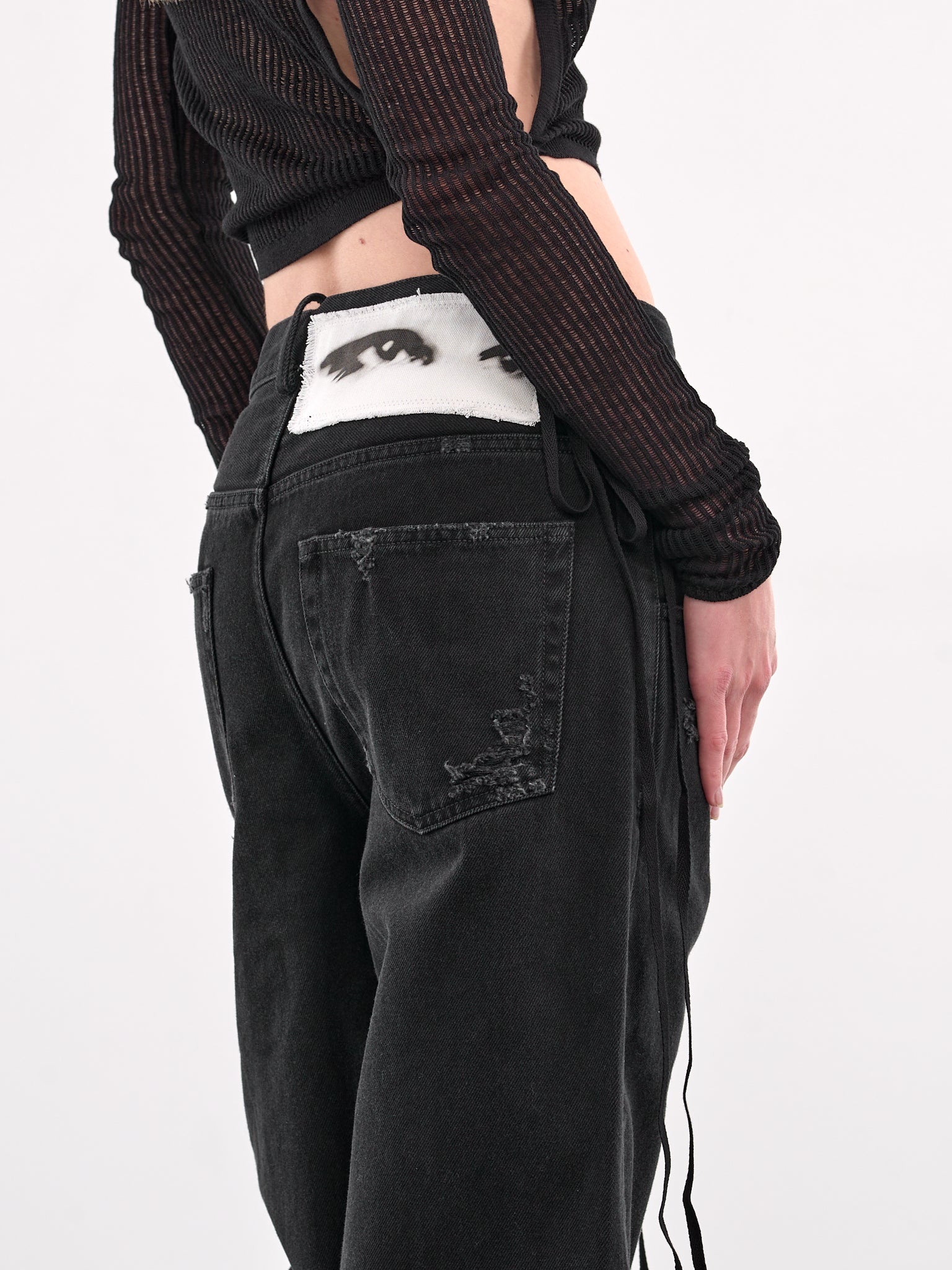 Distressed Graphic Patch Jeans - 5
