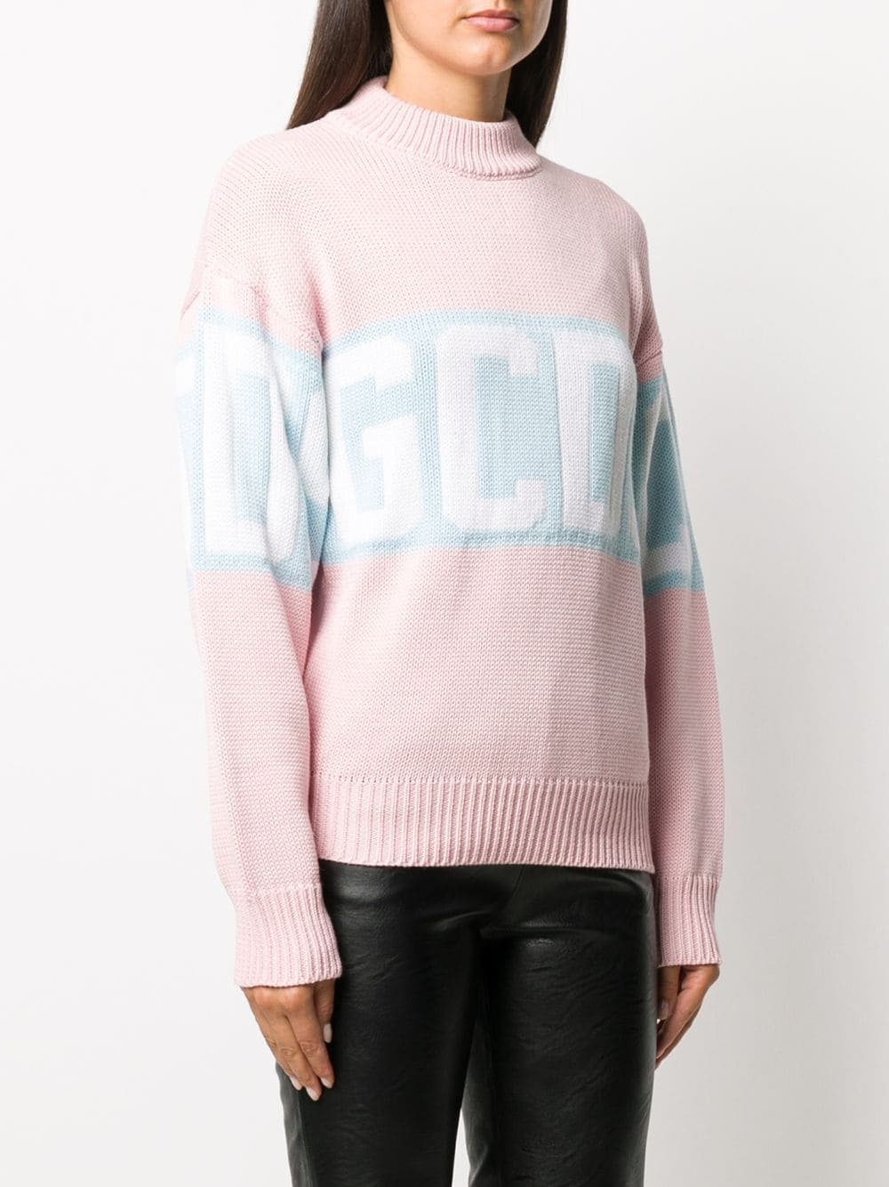 oversized intarsia logo knit jumper - 3