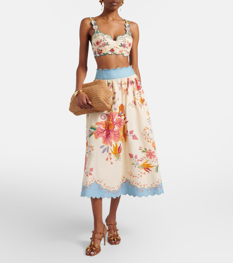 Floral Scarves scalloped linen crop top 5