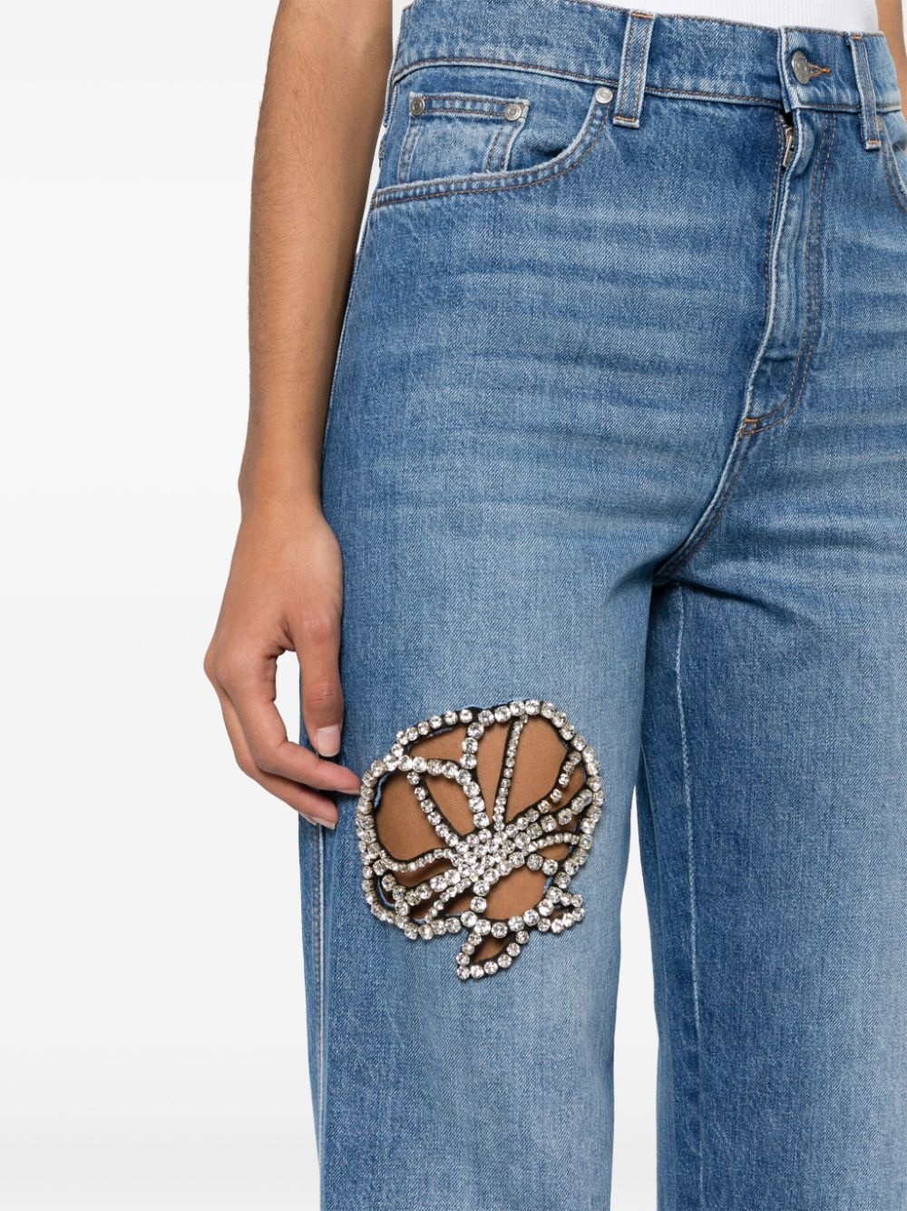 crystal-embellished jeans - 5