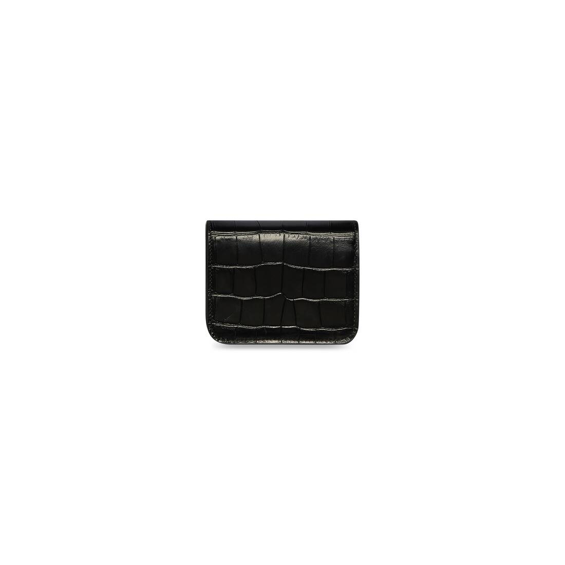 Women's Gossip Bifold Card Holder Crocodile Embossed in Black - 2