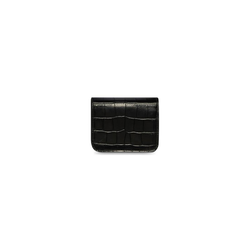 Women's Gossip Bifold Card Holder Crocodile Embossed in Black 2