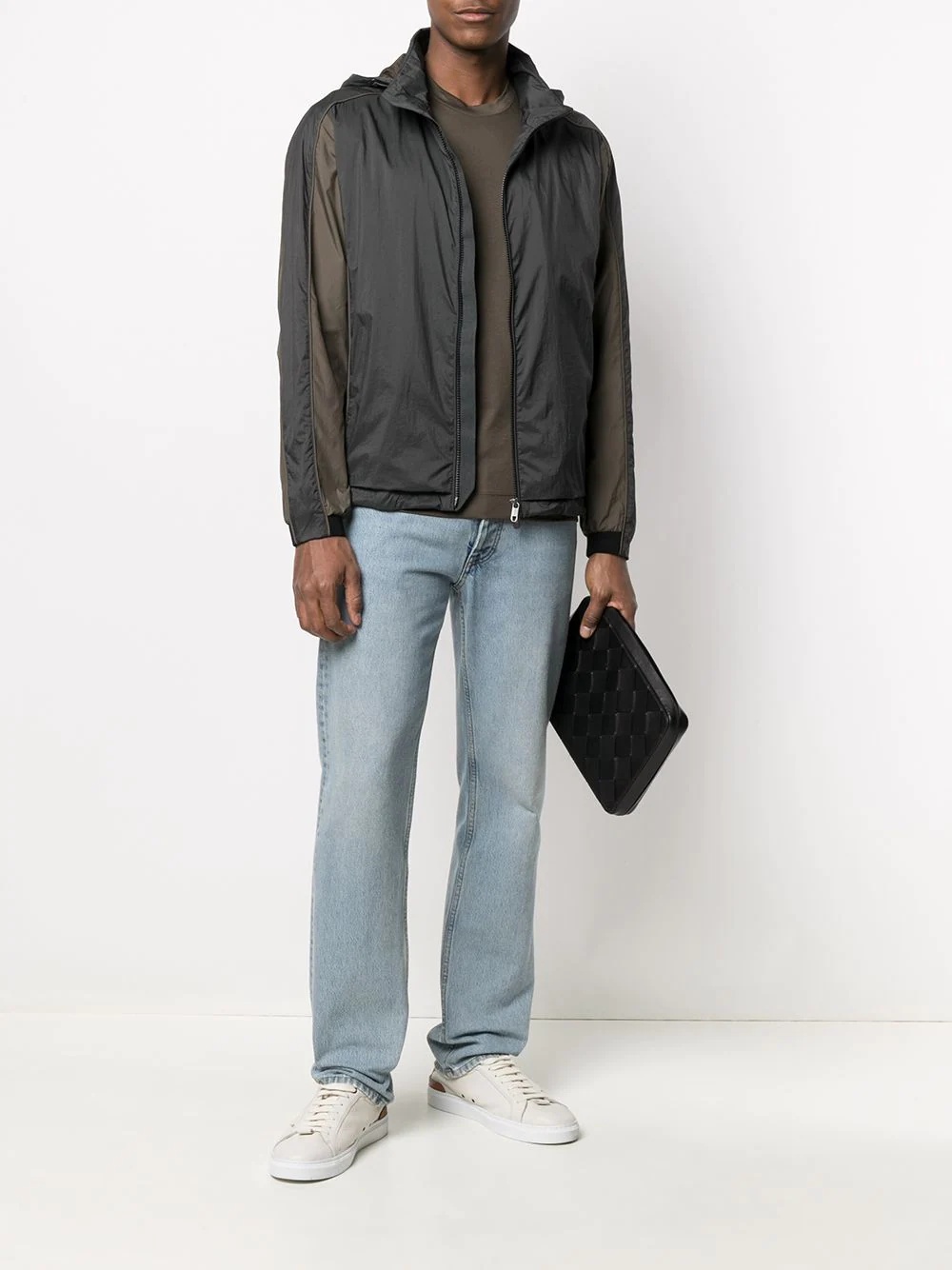 contrast-panel hooded jacket - 2