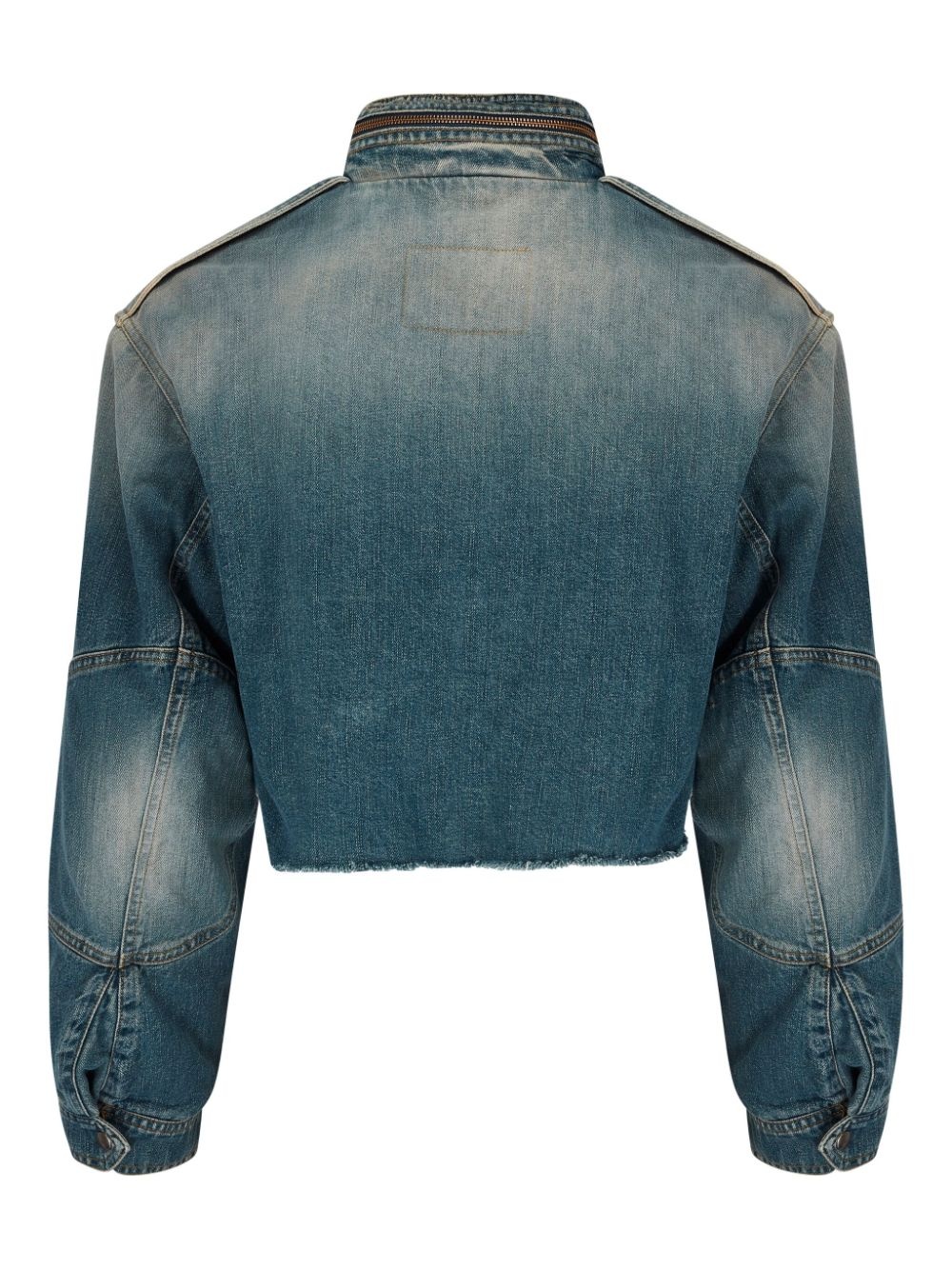 logo-patch denim cropped jacket - 2