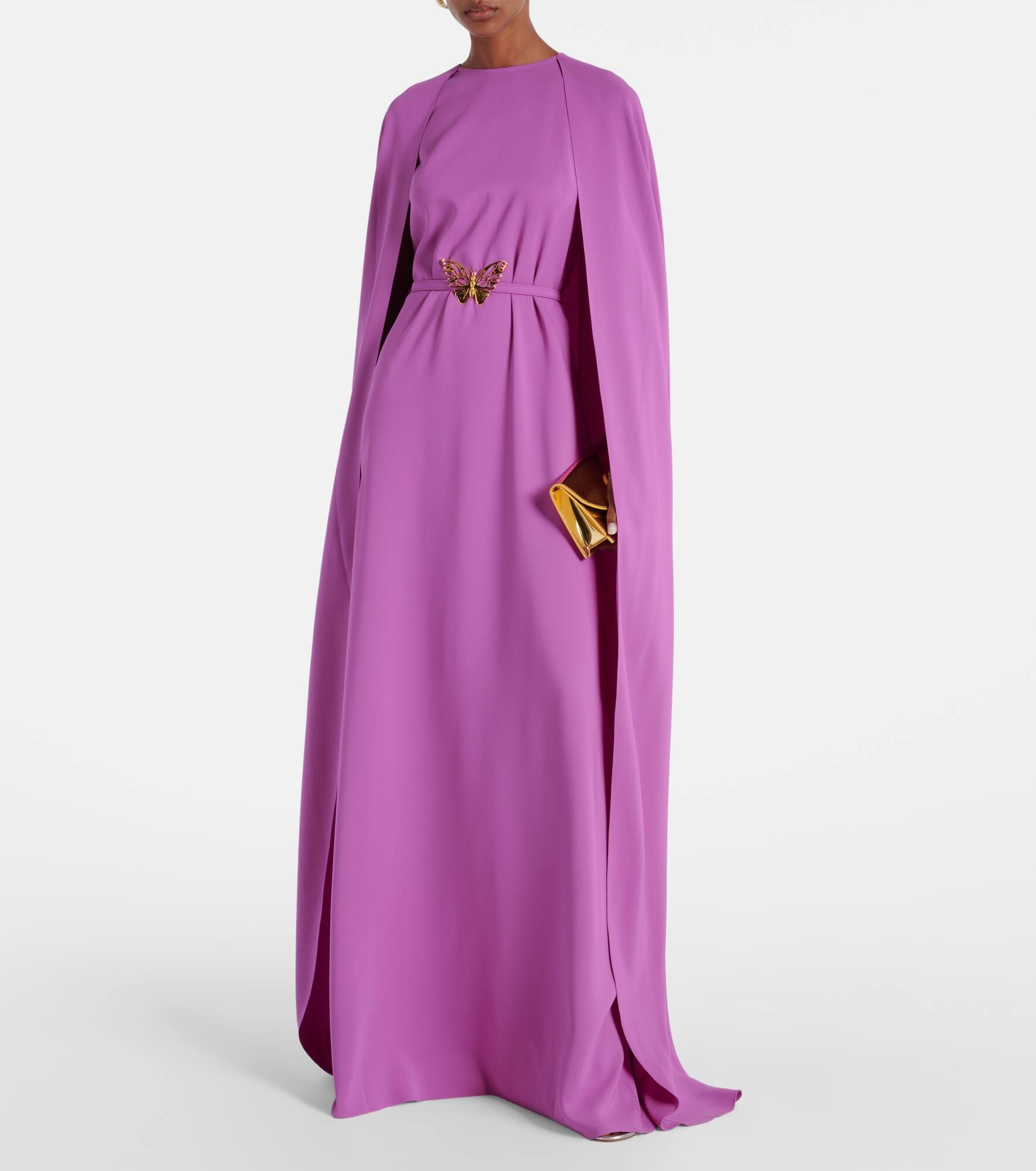 Caped silk-blend gown - 2