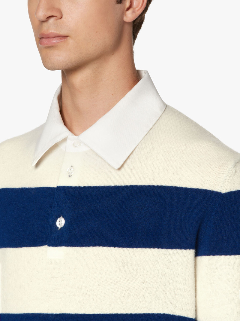 BLUE WOOL KNITTED RUGBY SHIRT | GKM-202 5