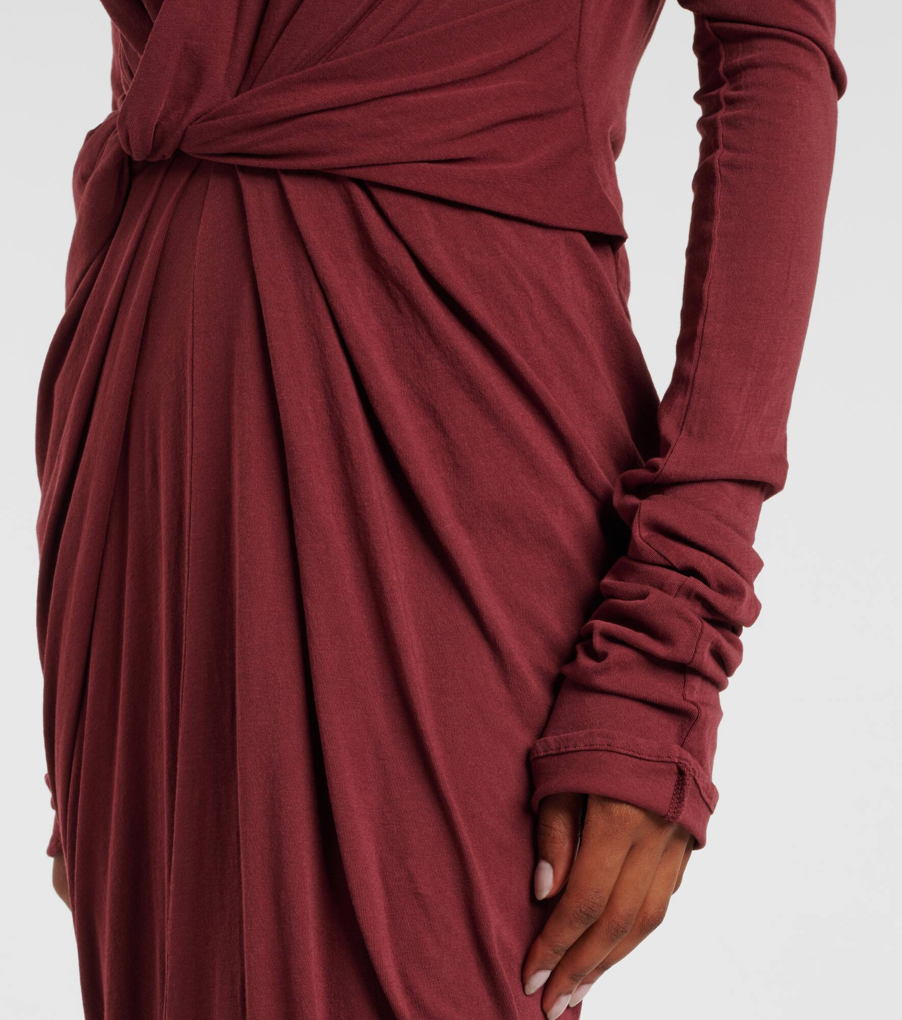 Gathered cotton-blend jersey maxi dress - 5