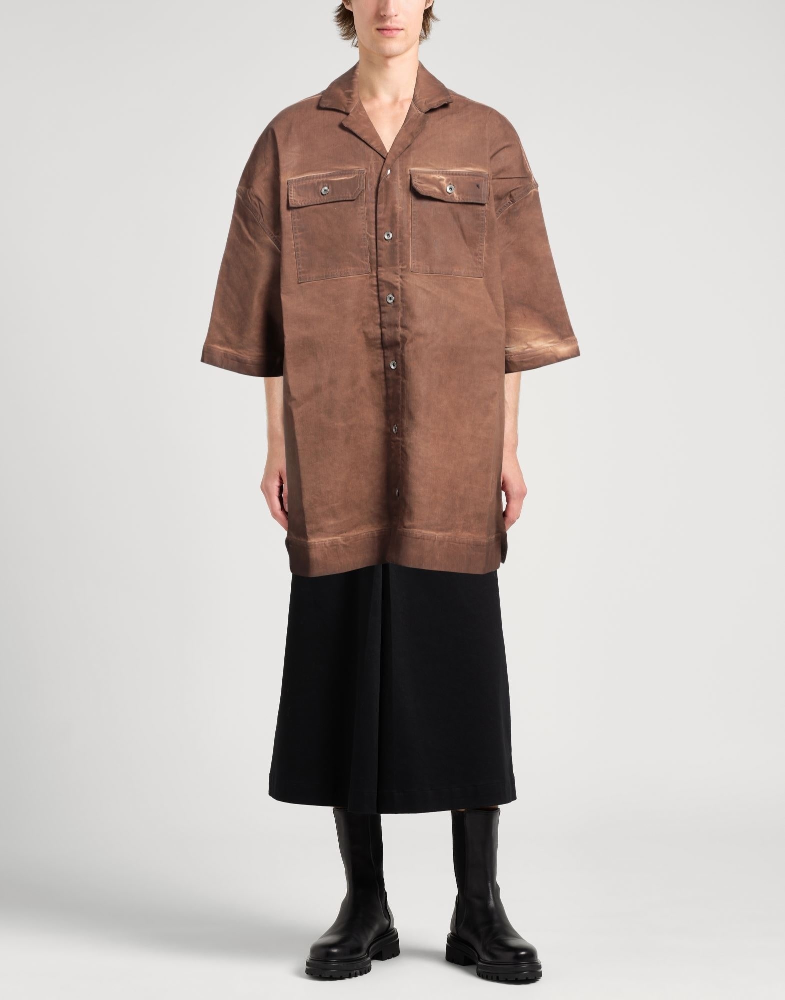Brown Men's Solid Color Shirt - 2