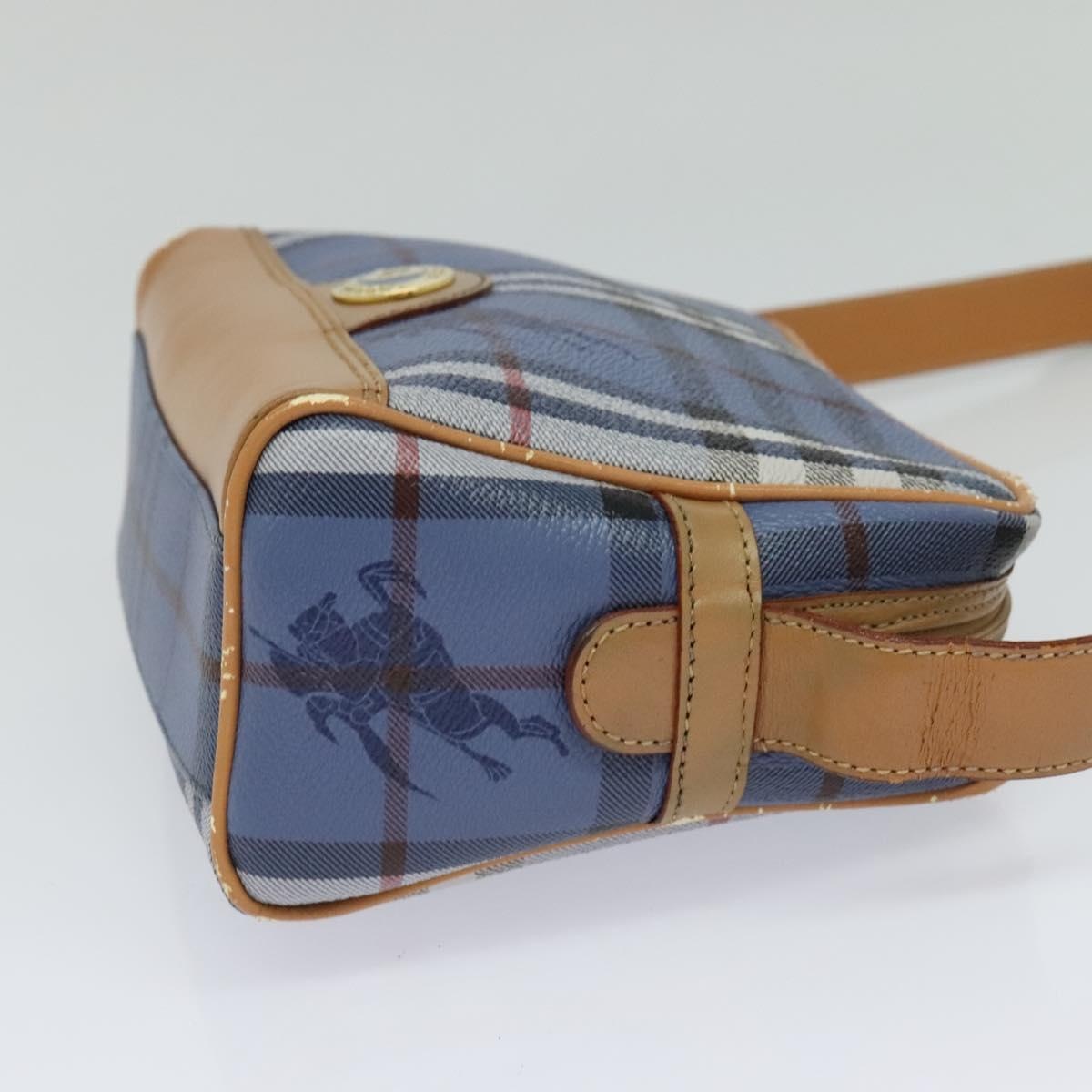 Burberry Nova Check Shoulder Bag Pvc Leather Blue - 5