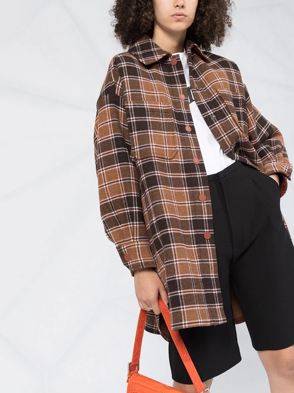 oversized checkered shirt coat - 5