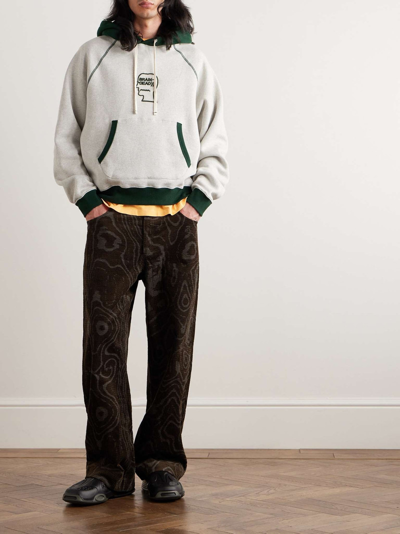 BRAIN DEAD Logo-Embroidered Colour-Block Cotton-Jersey Hoodie outlook