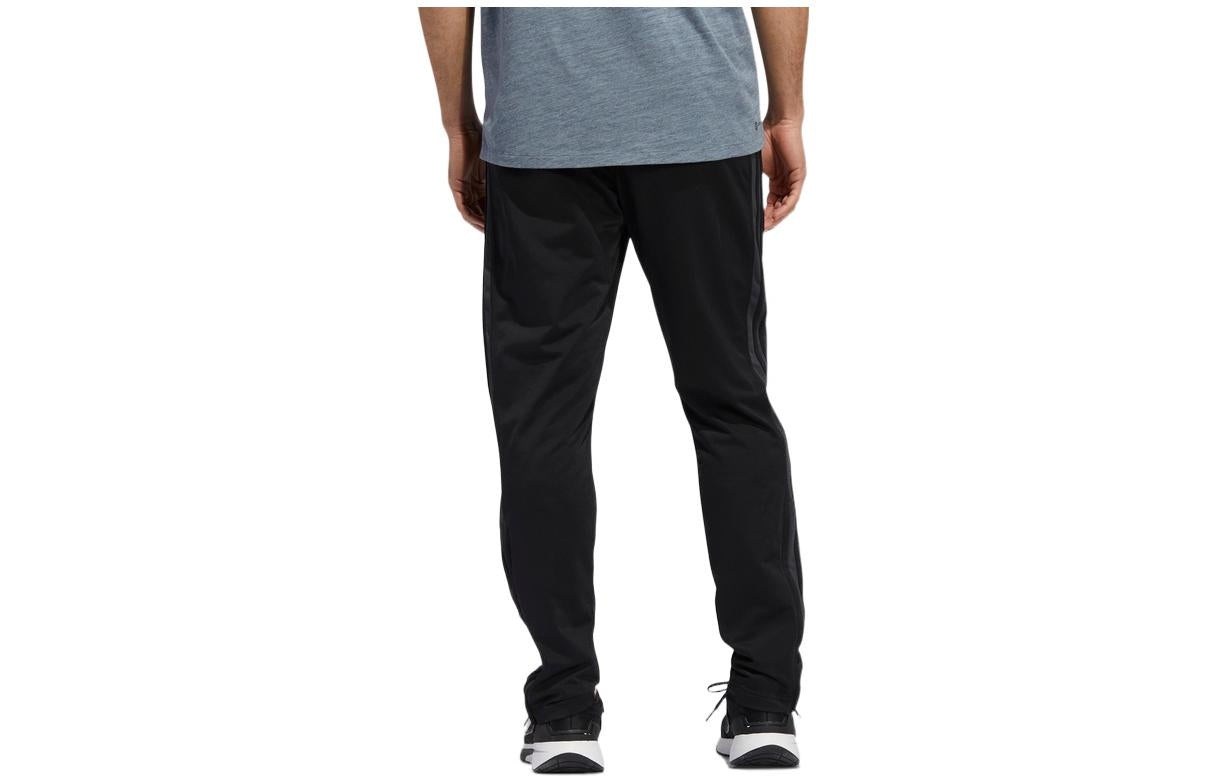 Men's adidas Solid Color Stripe Logo Embroidered Straight Sports Pants/Trousers/Joggers Black FL4870 - 2