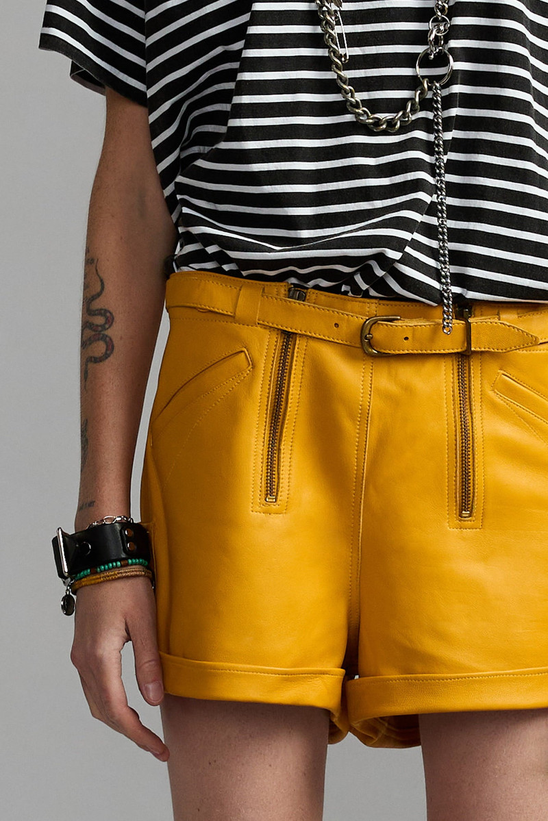 R13 LEATHER BIKER SHORT outlook