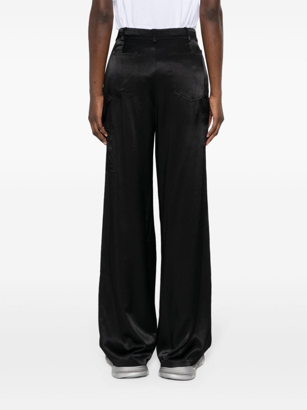 satin-finish wide-leg trousers - 4
