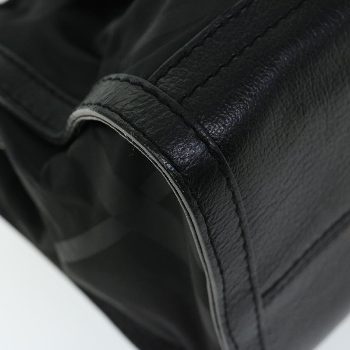 Burberry Hand Bag Nylon Leather Black - 11