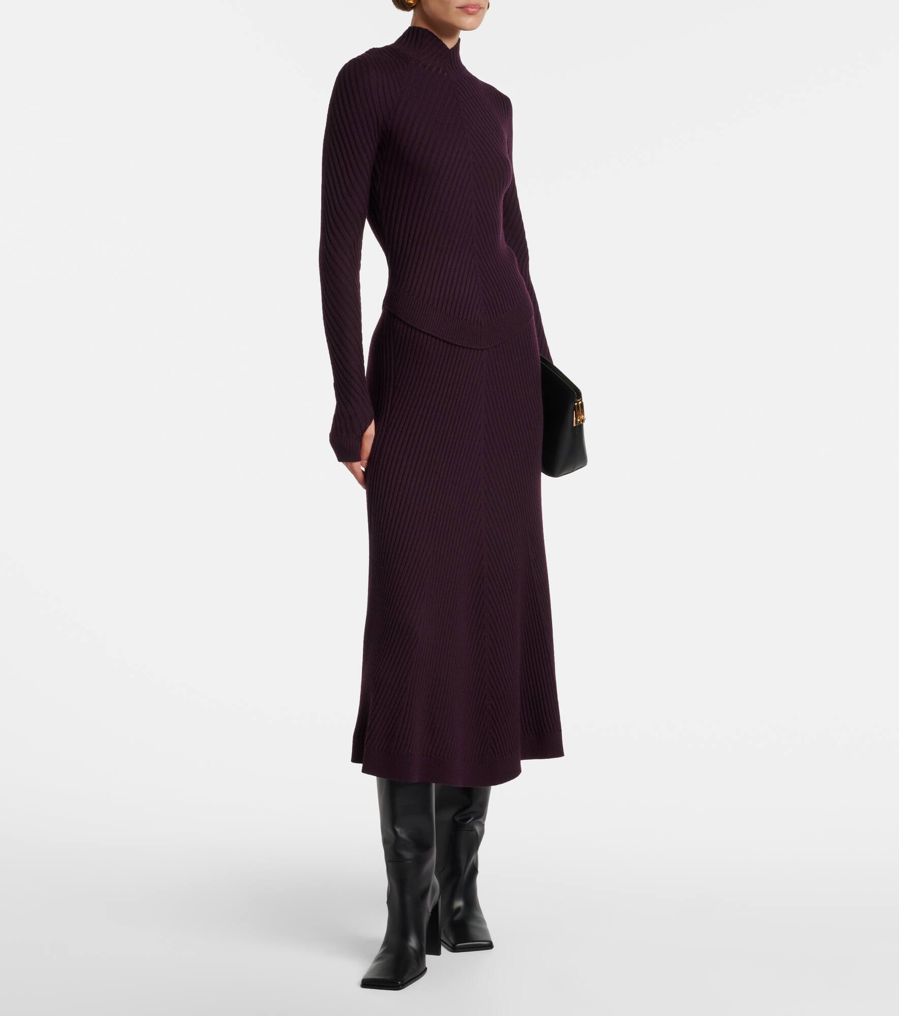 Ribbed-knit wool turtleneck top - 2
