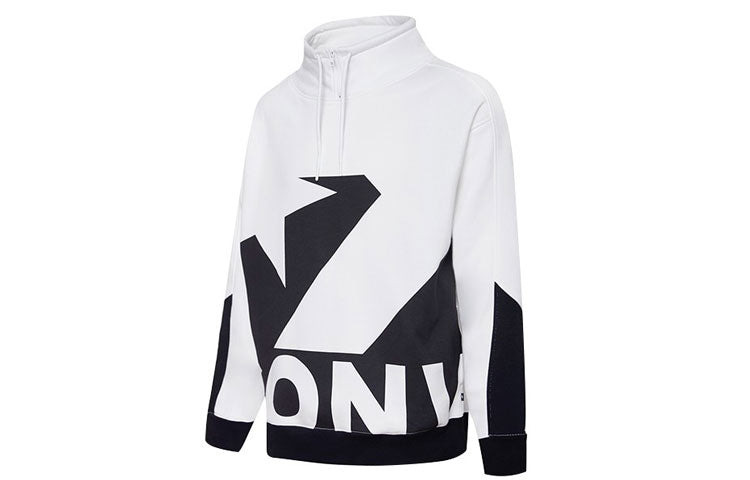 Men's Converse Contrasting Colors Logo Stand Collar Sports Pullover White 10019472-A01 - 3