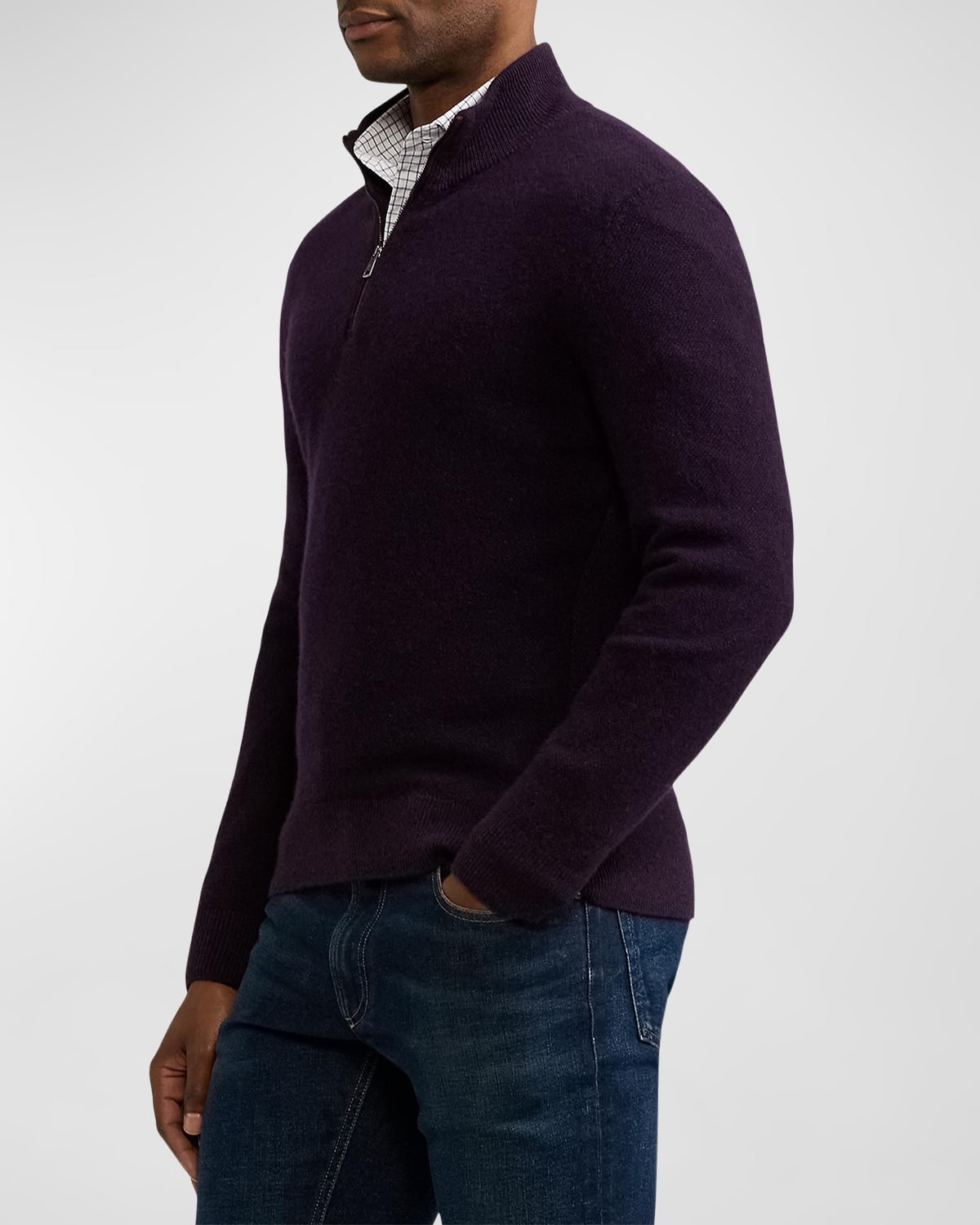 Men's Cashmere Birdseye Quarter-Zip Sweater - 6