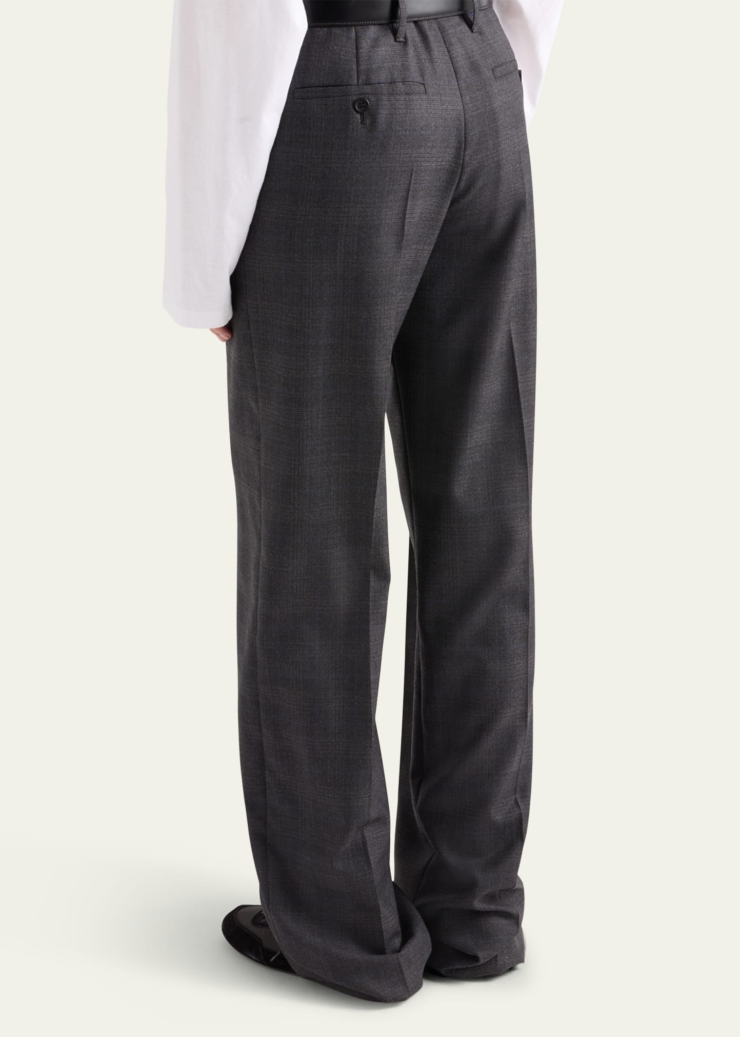 Fantasia 130S Plaid Straight Leg Wool Pants - 3