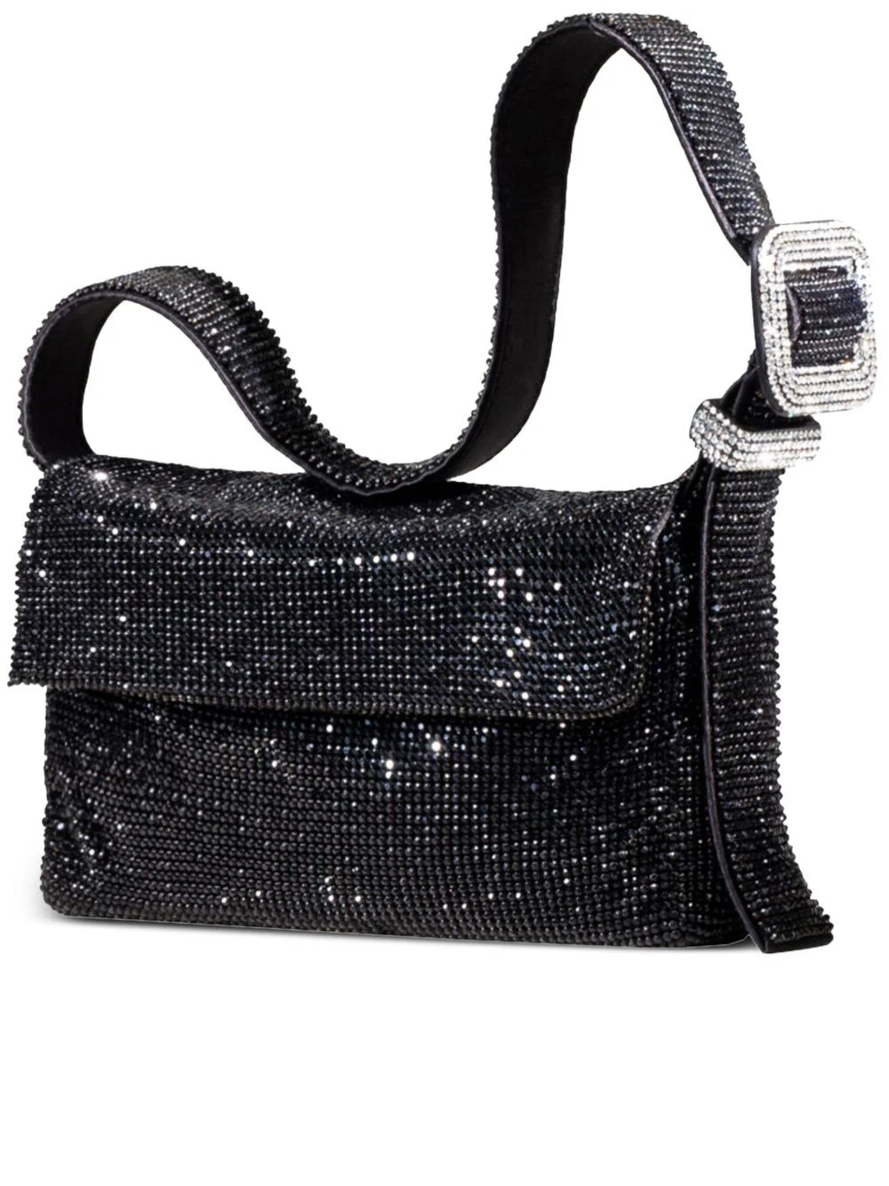 crystal-embellished buckle shoulder bag - 1