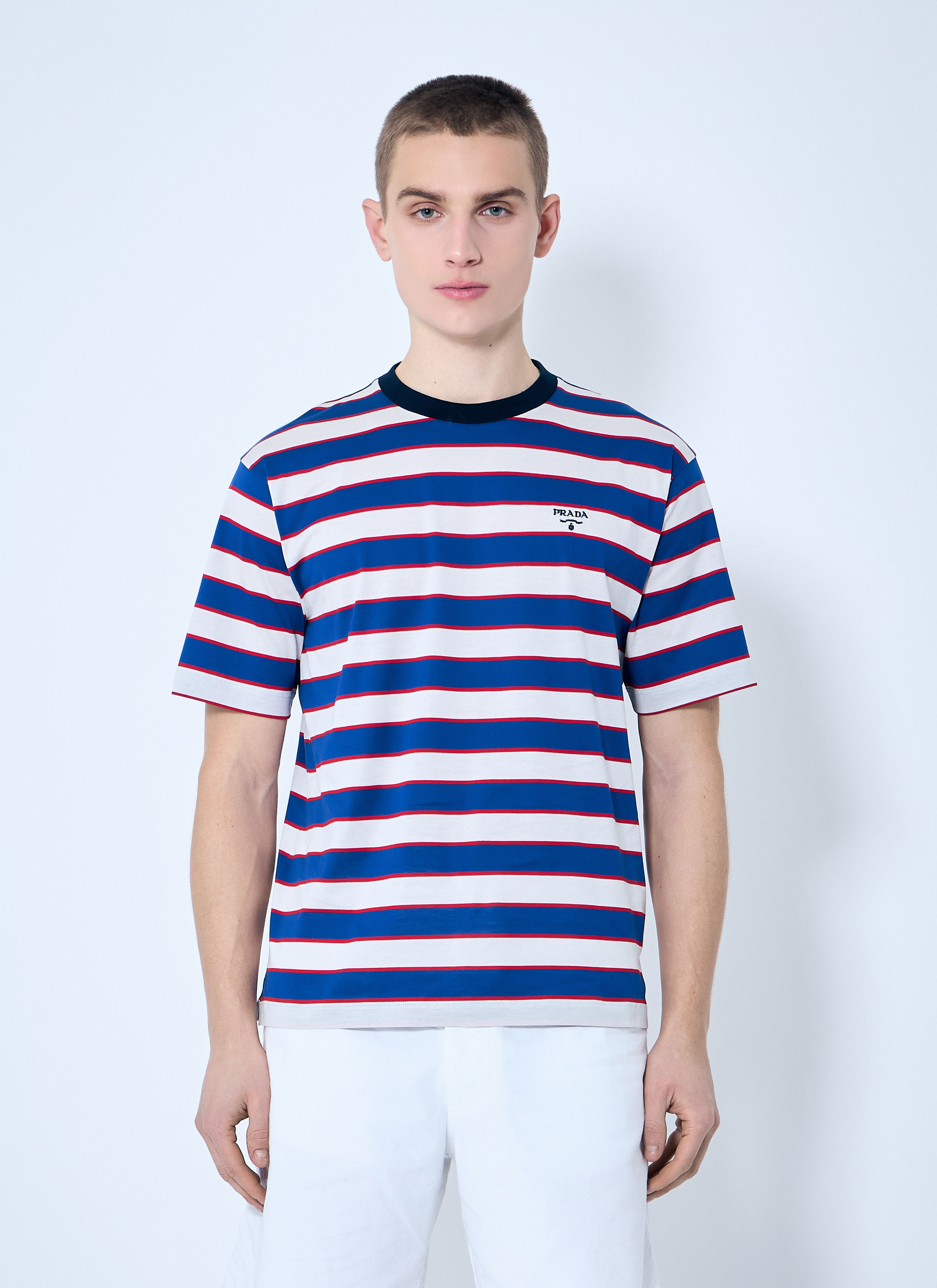 Logo Embroidery Striped T-Shirt - 1
