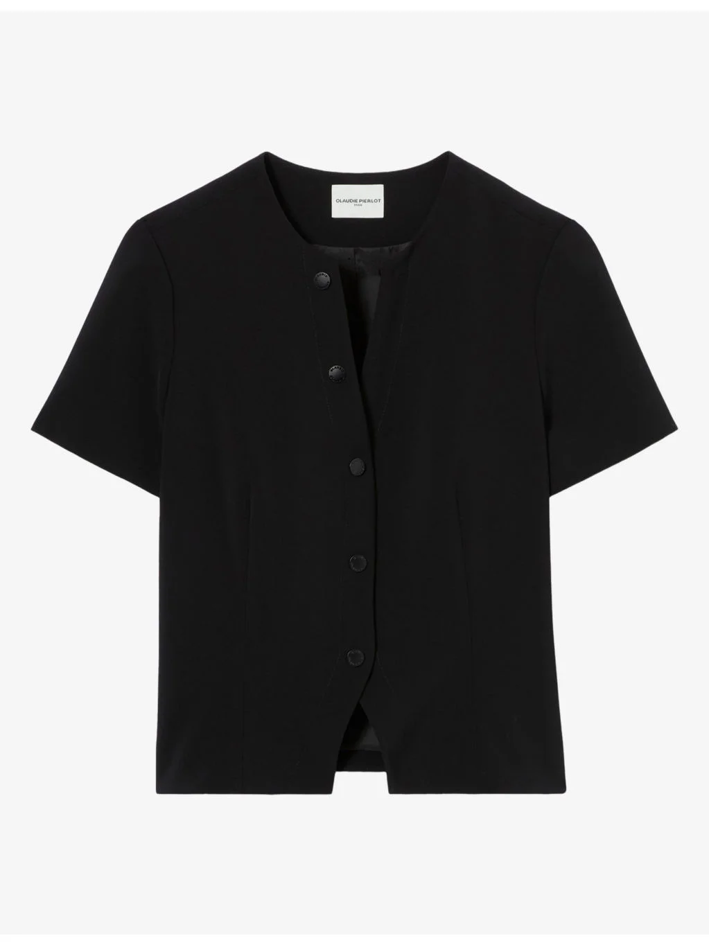 V-Neck Slim-Fit Stretch-Woven Top - 1