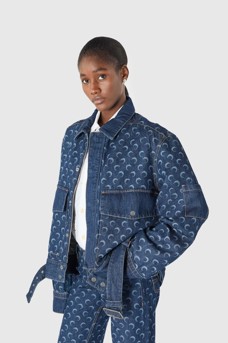 Midnight blue denim belted trucker jacket 3