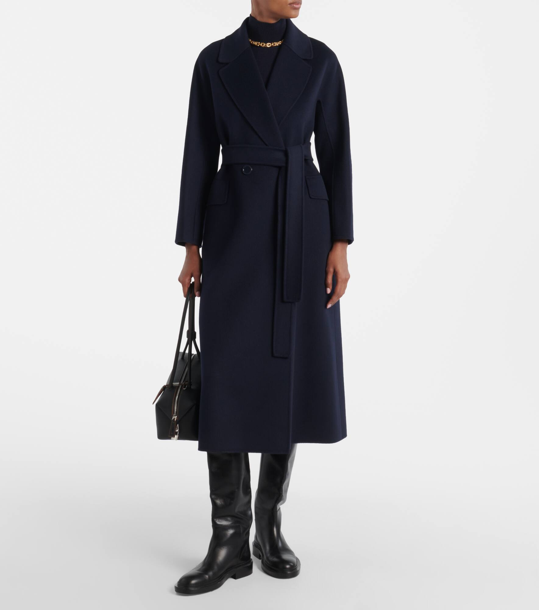Belted virgin wool coat - 6