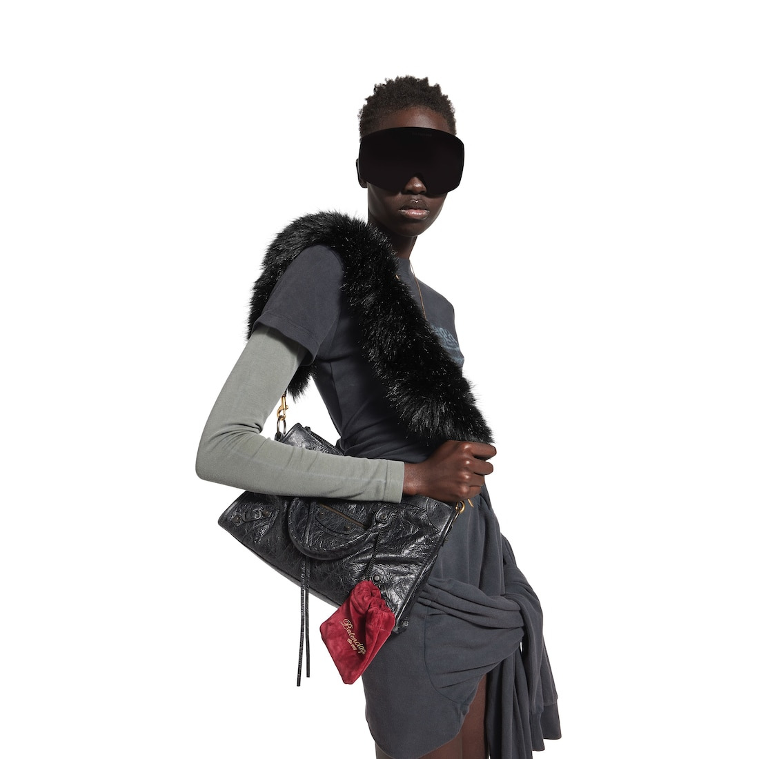 Women's Animal-free Fur Strap in Black - 4