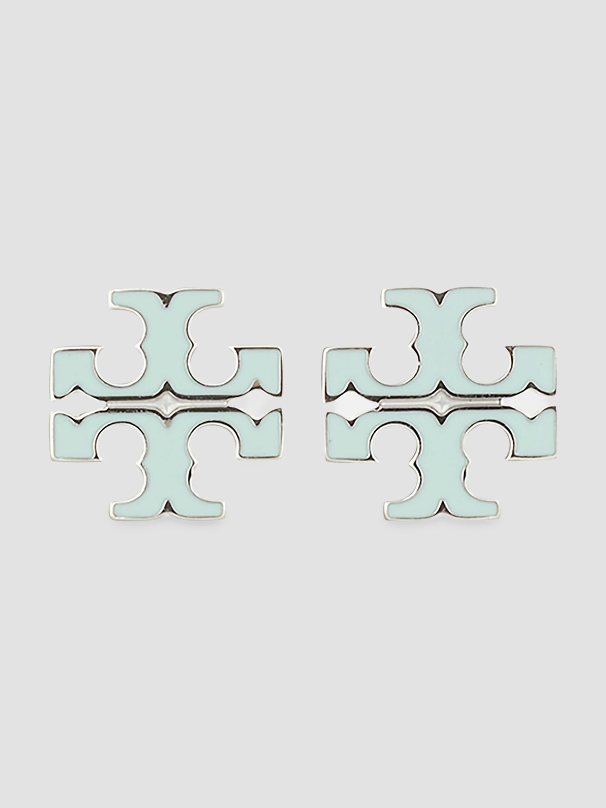 Women's Small Icon Enamel Stud Earrings - Tory Silver Mint - 1