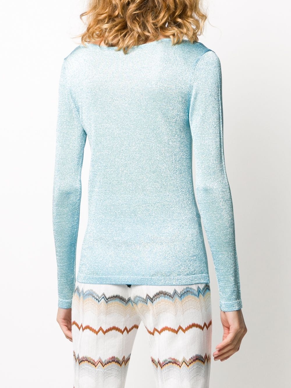 metallic stretch-knit jumper - 4