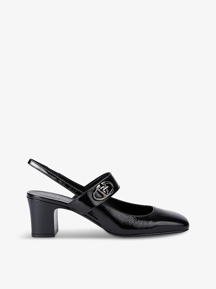 VLogo Locker patent-leather slingback courts - 1