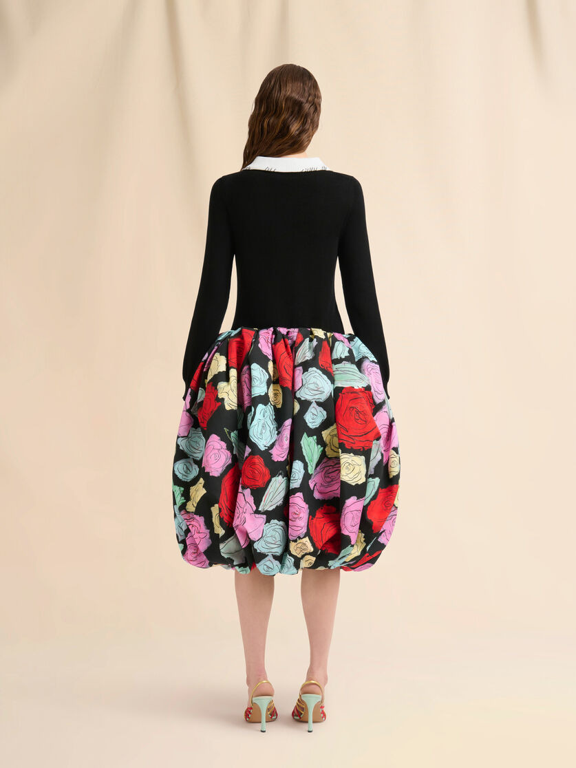 BLACK COTTON CARDIGAN WITH MARNI MENDING - 3
