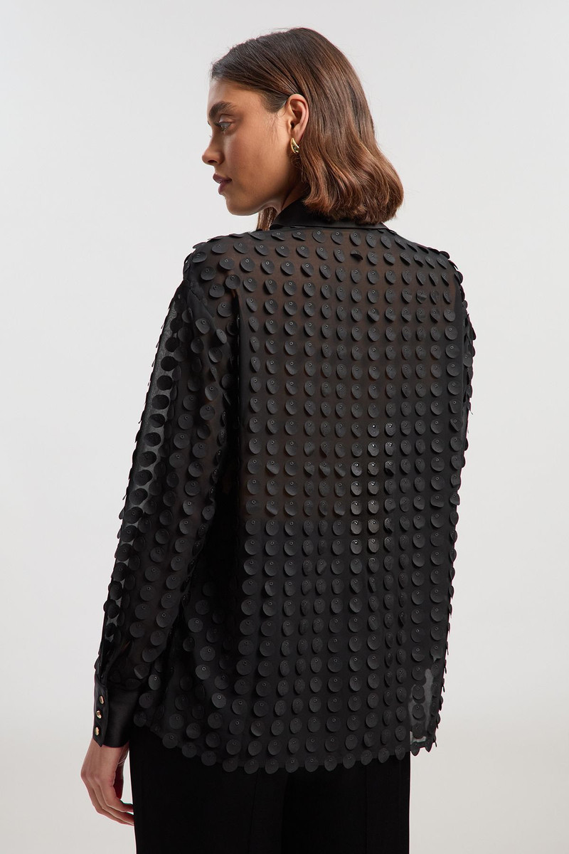 Textured Georgette With Satin Collared Woven Shirt 5