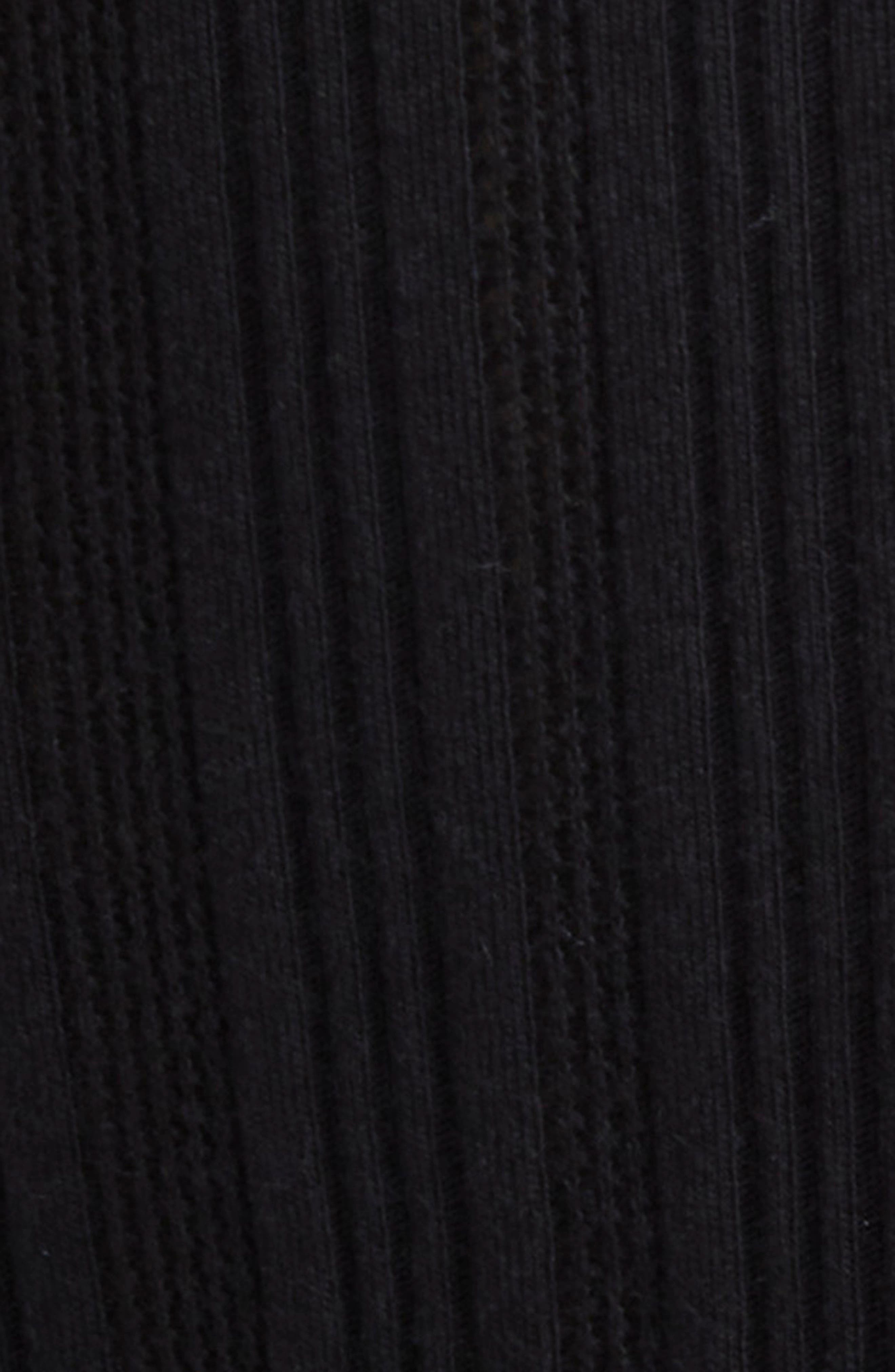 CONNER IVES The Pointelle Henley Long Sleeve Organic Cotton Minidress in Black at Nordstrom - 6