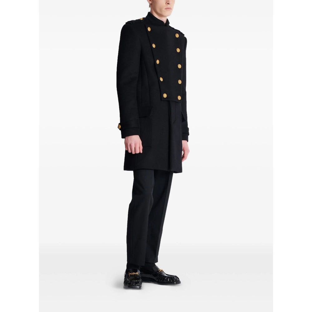 Balmain Black Coats - Double Breasted Coats Men - 2