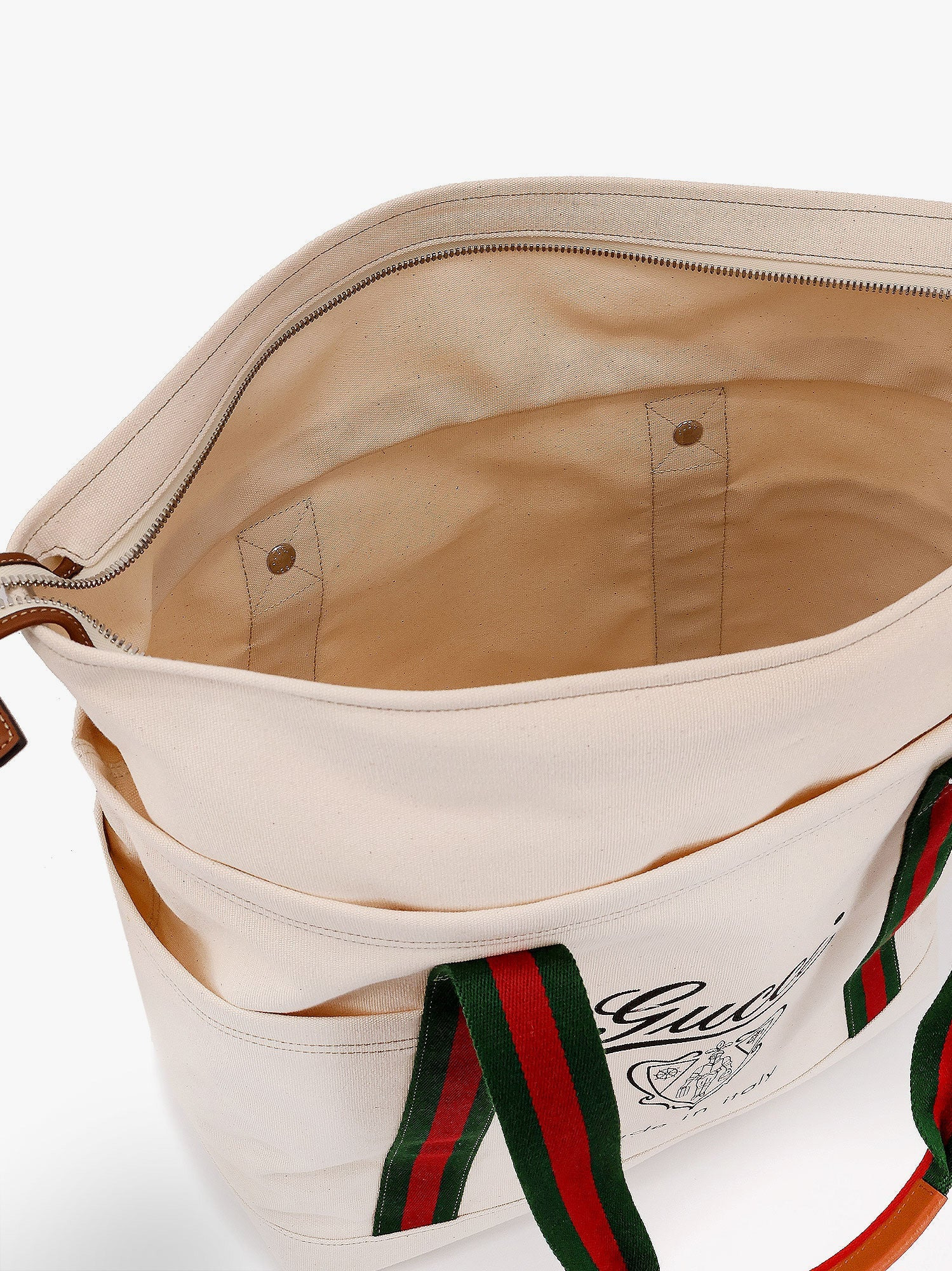 Gucci Canvas Shopping Bag With Web Details - 5