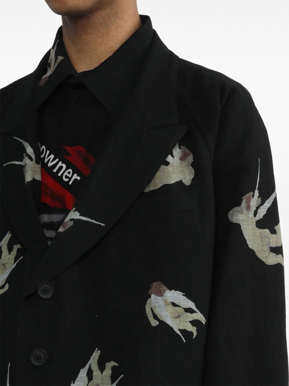 angel-print single-breasted blazer - 5