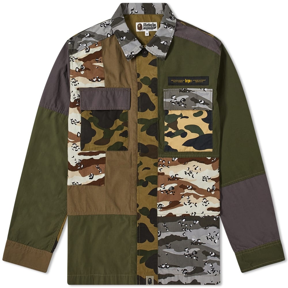 A Bathing Ape Crazy Camo Relaxed Military Shirt - 1