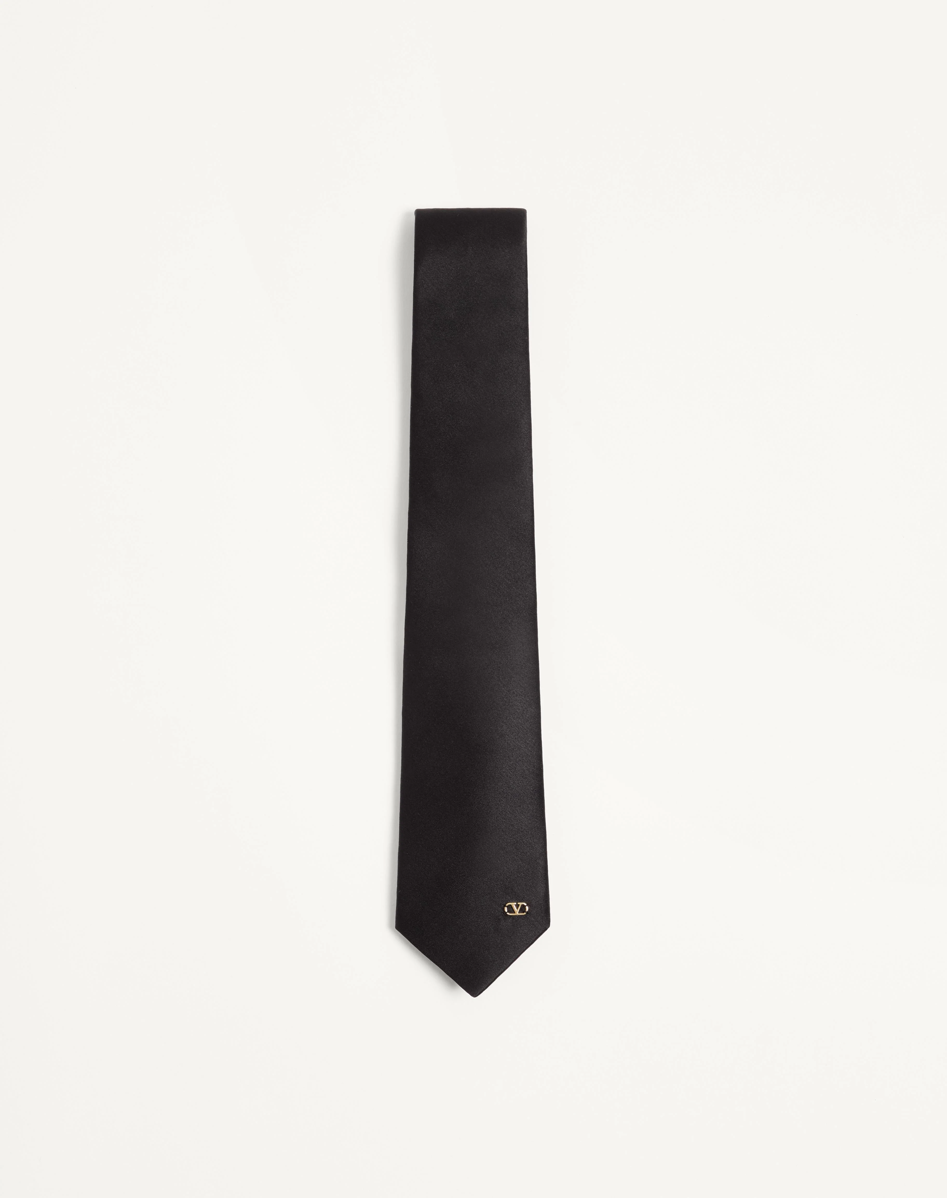 VALENTIE SILK TIE WITH VLOGO SIGNATURE DETAIL - 1